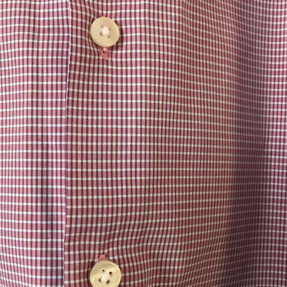 DKNY light red/gray/white tiny check button shirt - Picture 3 of 6